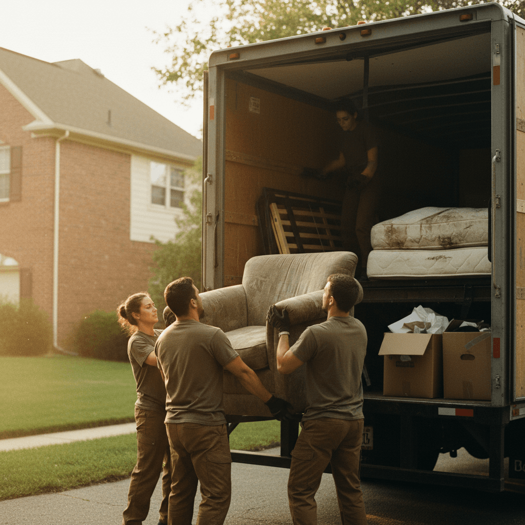 Residential cleanout service in progress